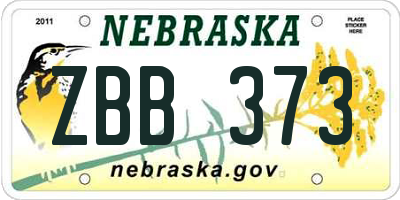 NE license plate ZBB373