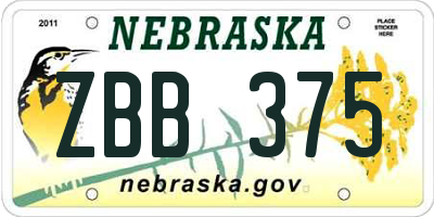 NE license plate ZBB375