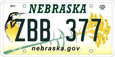 NE license plate ZBB377