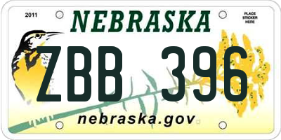 NE license plate ZBB396