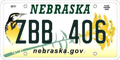 NE license plate ZBB406