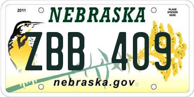 NE license plate ZBB409