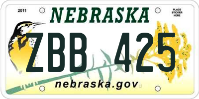 NE license plate ZBB425