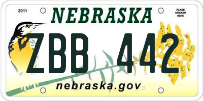 NE license plate ZBB442