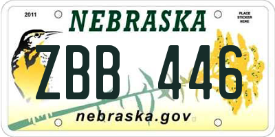 NE license plate ZBB446