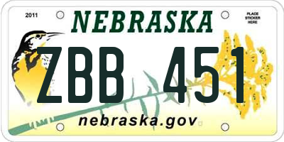 NE license plate ZBB451