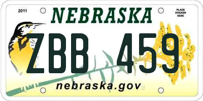 NE license plate ZBB459