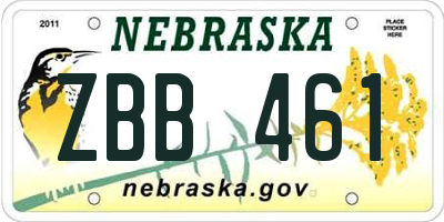 NE license plate ZBB461