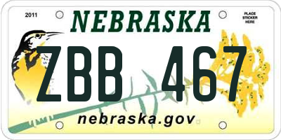 NE license plate ZBB467