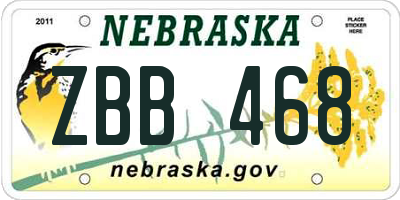 NE license plate ZBB468