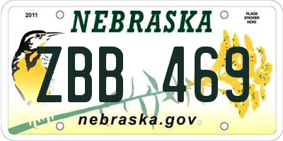 NE license plate ZBB469