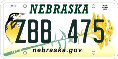NE license plate ZBB475