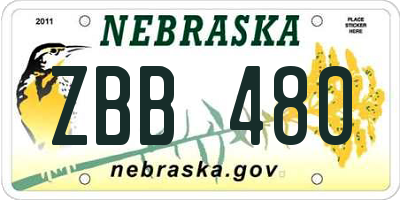 NE license plate ZBB480