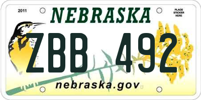 NE license plate ZBB492