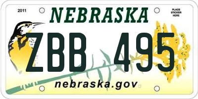 NE license plate ZBB495