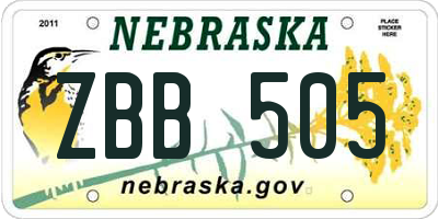 NE license plate ZBB505