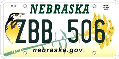 NE license plate ZBB506