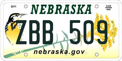 NE license plate ZBB509