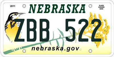 NE license plate ZBB522