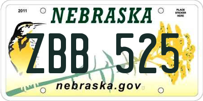 NE license plate ZBB525