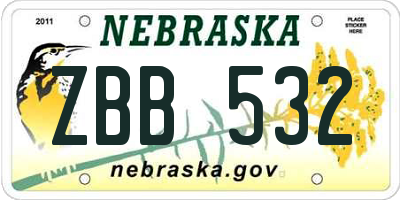 NE license plate ZBB532