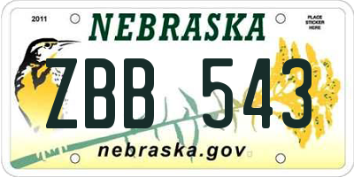 NE license plate ZBB543