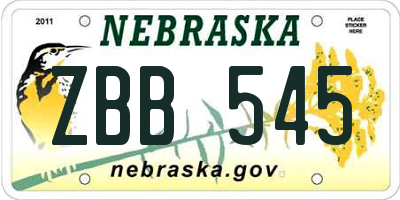 NE license plate ZBB545