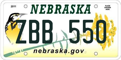 NE license plate ZBB550