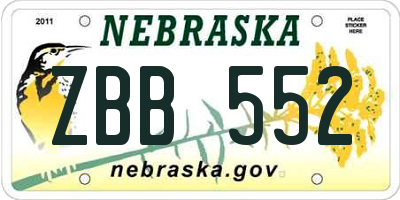 NE license plate ZBB552