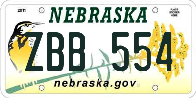 NE license plate ZBB554