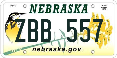 NE license plate ZBB557
