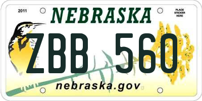 NE license plate ZBB560
