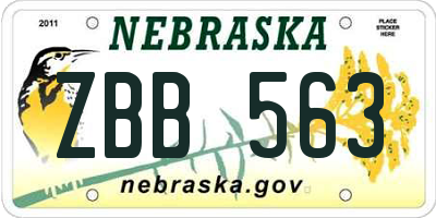 NE license plate ZBB563