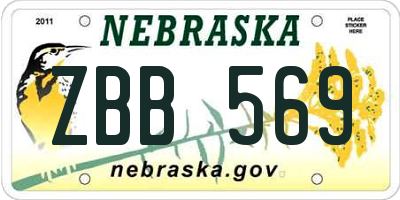 NE license plate ZBB569