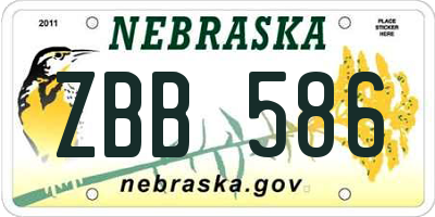 NE license plate ZBB586