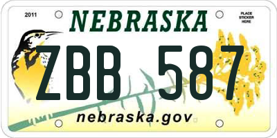 NE license plate ZBB587