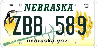 NE license plate ZBB589