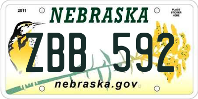 NE license plate ZBB592