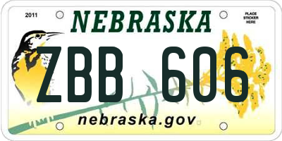 NE license plate ZBB606