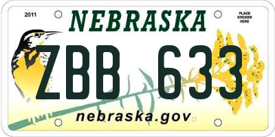 NE license plate ZBB633