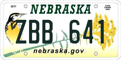 NE license plate ZBB641