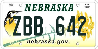 NE license plate ZBB642