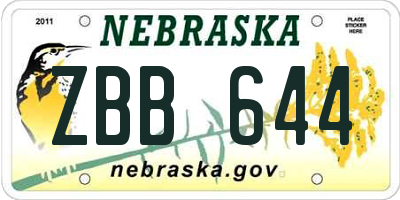 NE license plate ZBB644