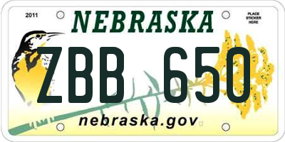 NE license plate ZBB650