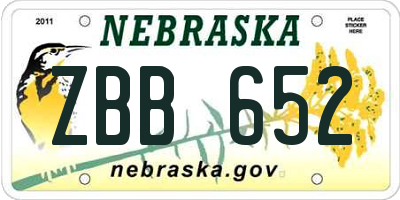 NE license plate ZBB652