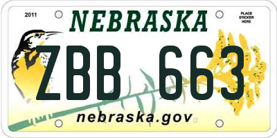 NE license plate ZBB663