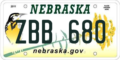 NE license plate ZBB680