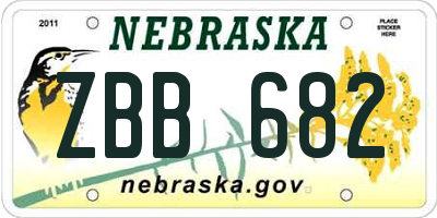 NE license plate ZBB682