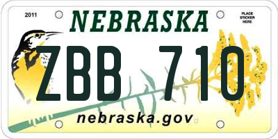NE license plate ZBB710