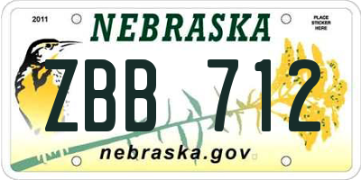 NE license plate ZBB712